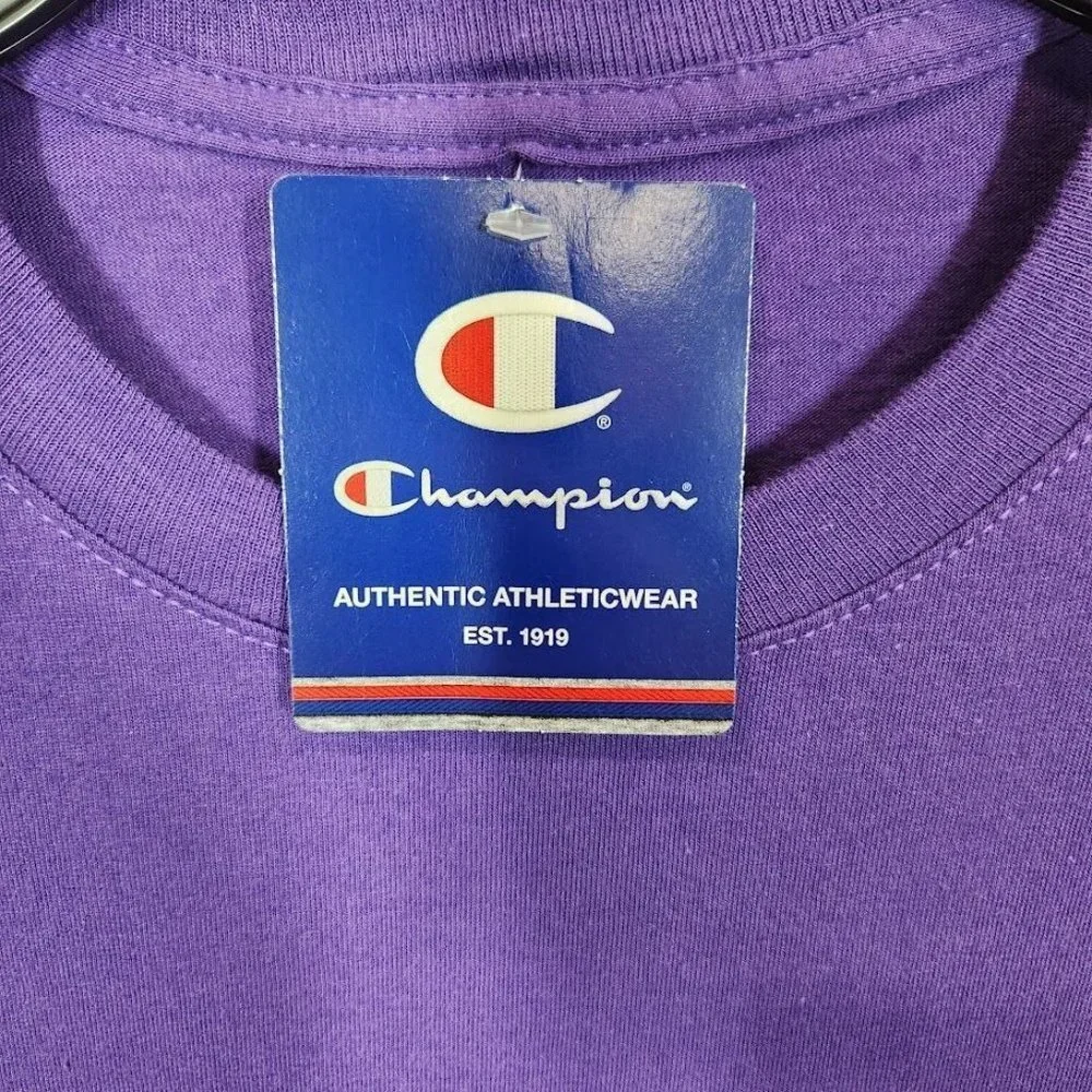 NWT Champion CLASSIC GRAPHIC TEE, SCRIPT LOGO in Purple‎ Size Small - Picture 8 of 8